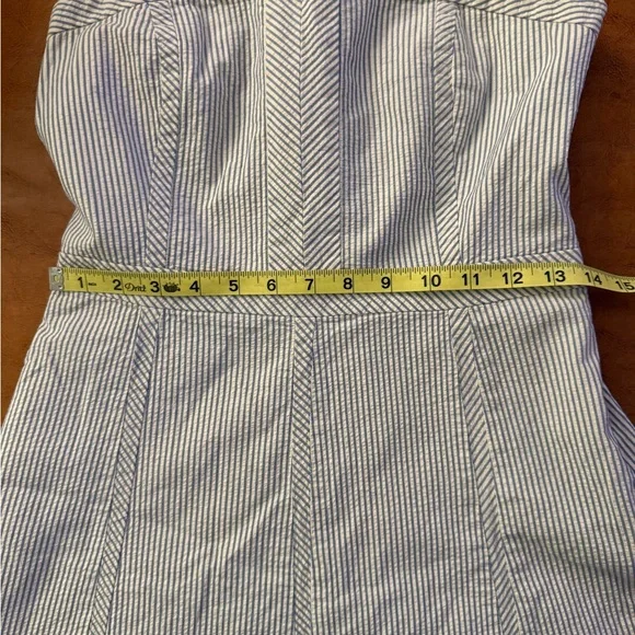 Banana Republic Strapless Cotton Blue And White Seersucker Dress Size 8 - Picture 5 of 7
